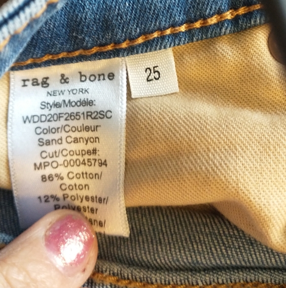 Rag & Bone High Waisted High Rise Skinny Blue Denim Jeans Size 25 - Picture 7 of 9